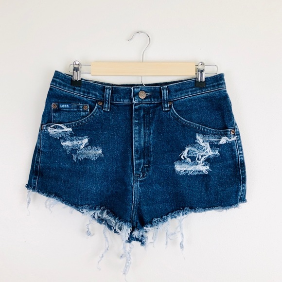 Lee Pants - Vintage Lee Hand Distressed Cut Off Shorts Lee Pants - Vintage Lee Hand Distressed Cut Off Shorts